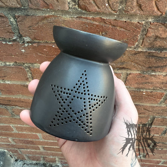 Black Pentagram Cut Out Oil Burner