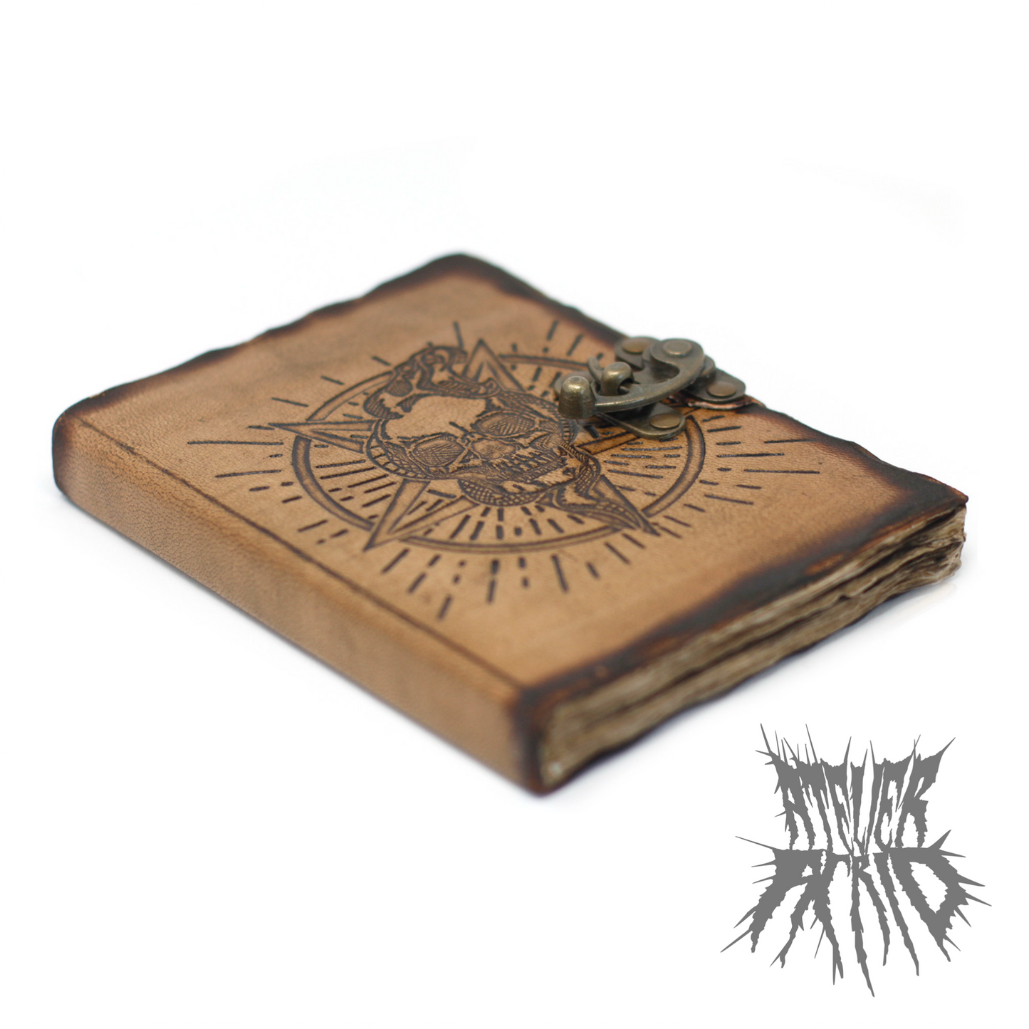 Leather Pentagram & Skull with Burns Detail Notebook