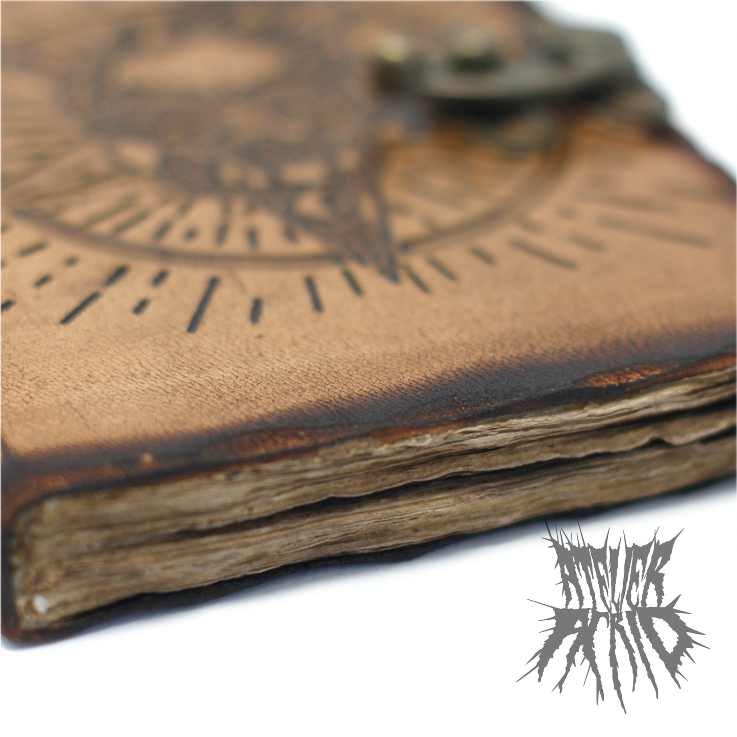 Leather Pentagram & Skull with Burns Detail Notebook