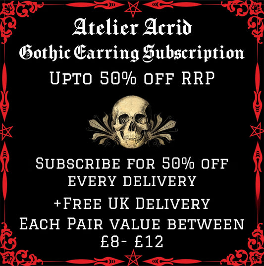 Gothic Earring Subscription- 2x pairs of Mystery earrings (Worth Upto £24)