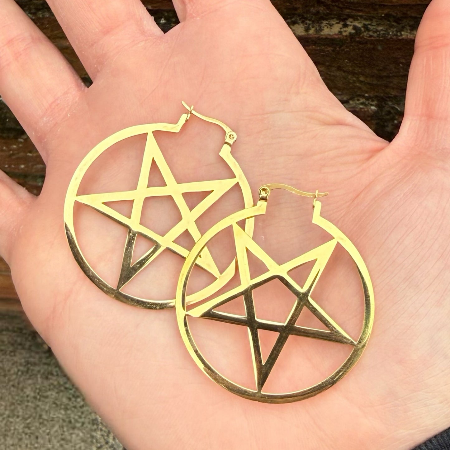 The Pentagram Hoop Earrings- Stainless Steel Alternative Hoop Earrings