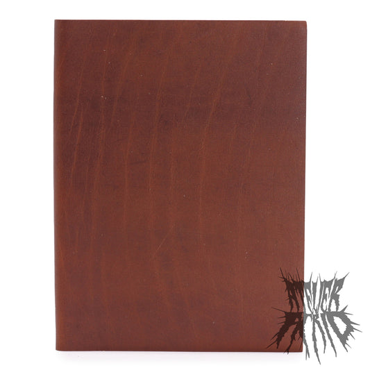 Large Genuine Leather Lined Notebook - Dark Tan