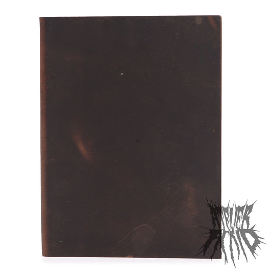 Large Genuine Leather Lined Notebook - Blackened Tan