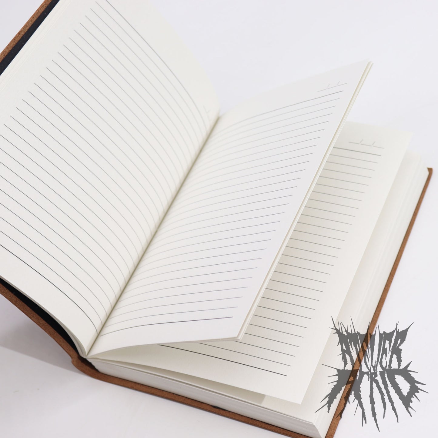 Large Genuine Leather Lined Notebook - Blackened Tan