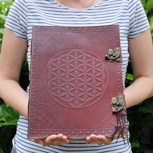 Huge Flower of Life Leather Book- Guest book/ Wedding book