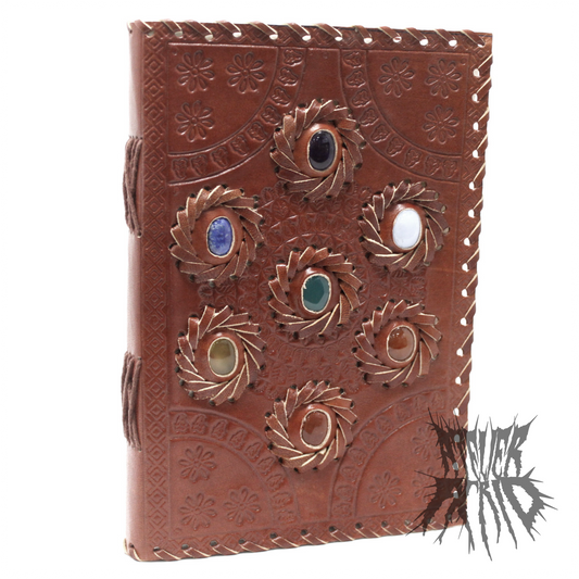 Handmade Leather Chakra Stone Notebook