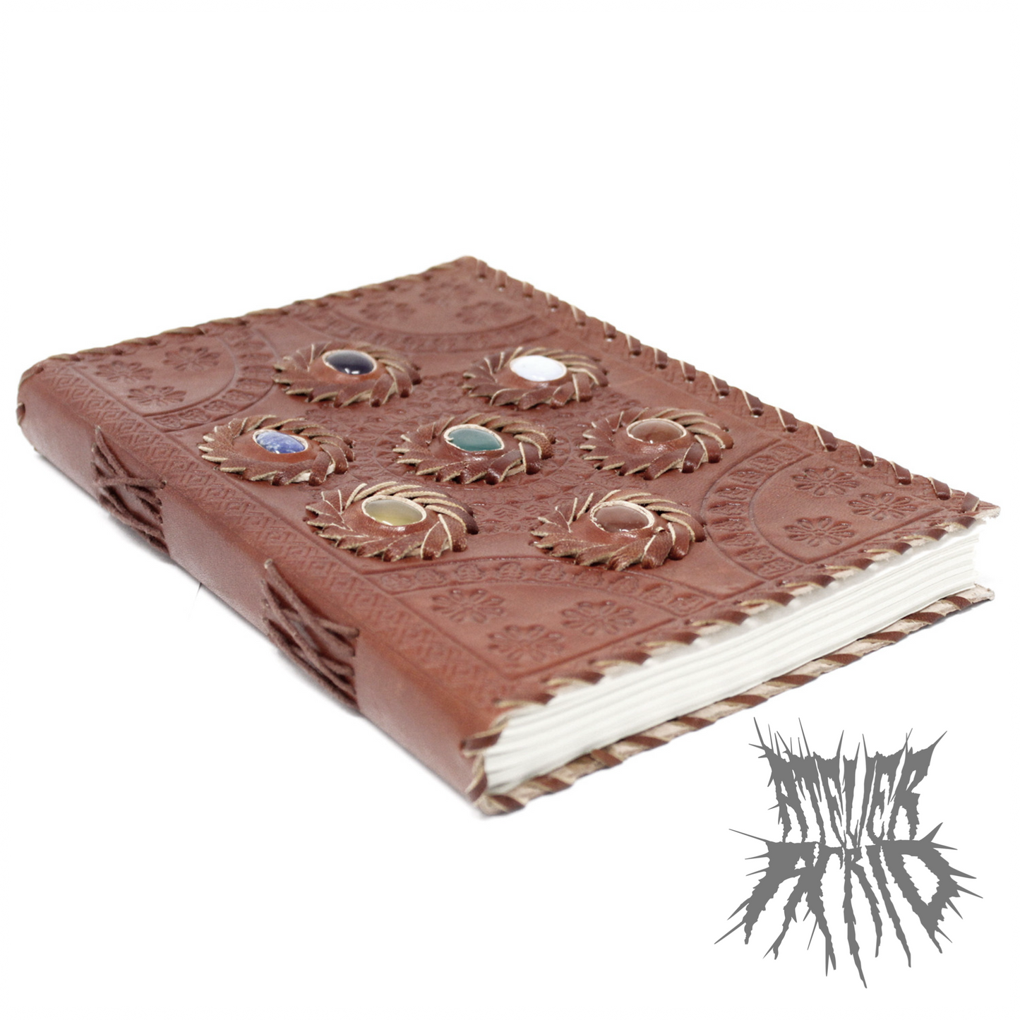 Handmade Leather Chakra Stone Notebook