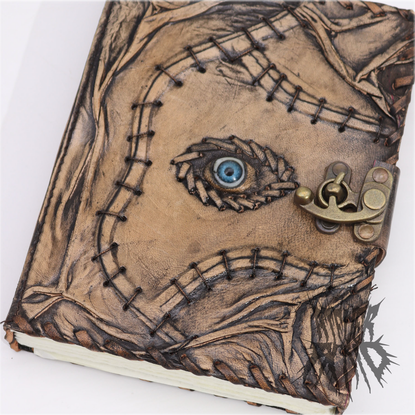 Large Handmade Leather Spell Book Notebook - Grey