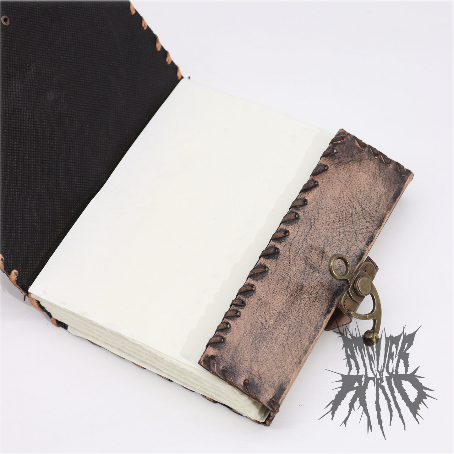 Large Handmade Leather Spell Book Notebook - Grey