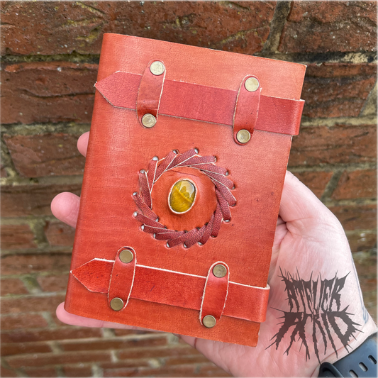 Handmade Leather Tigereye Notebook with belts