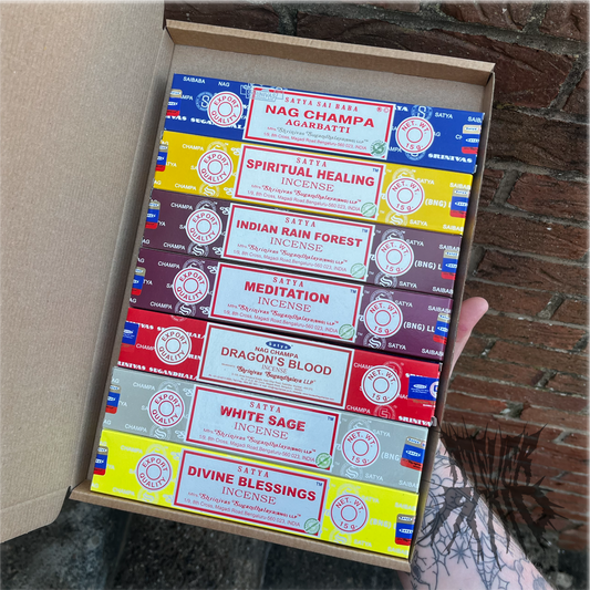 Pick & Mix Satya Incense Box. Choose any 7 boxes! + FREE ASH CATCHER (RRP £17.50)