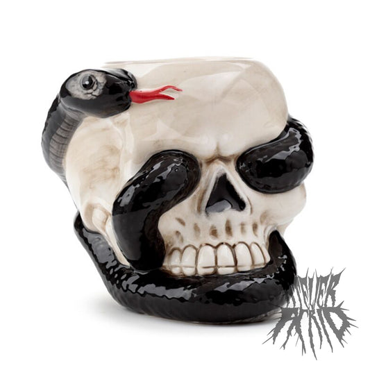 Skull with Coiled Snake Shaped Ceramic Oil Burner
