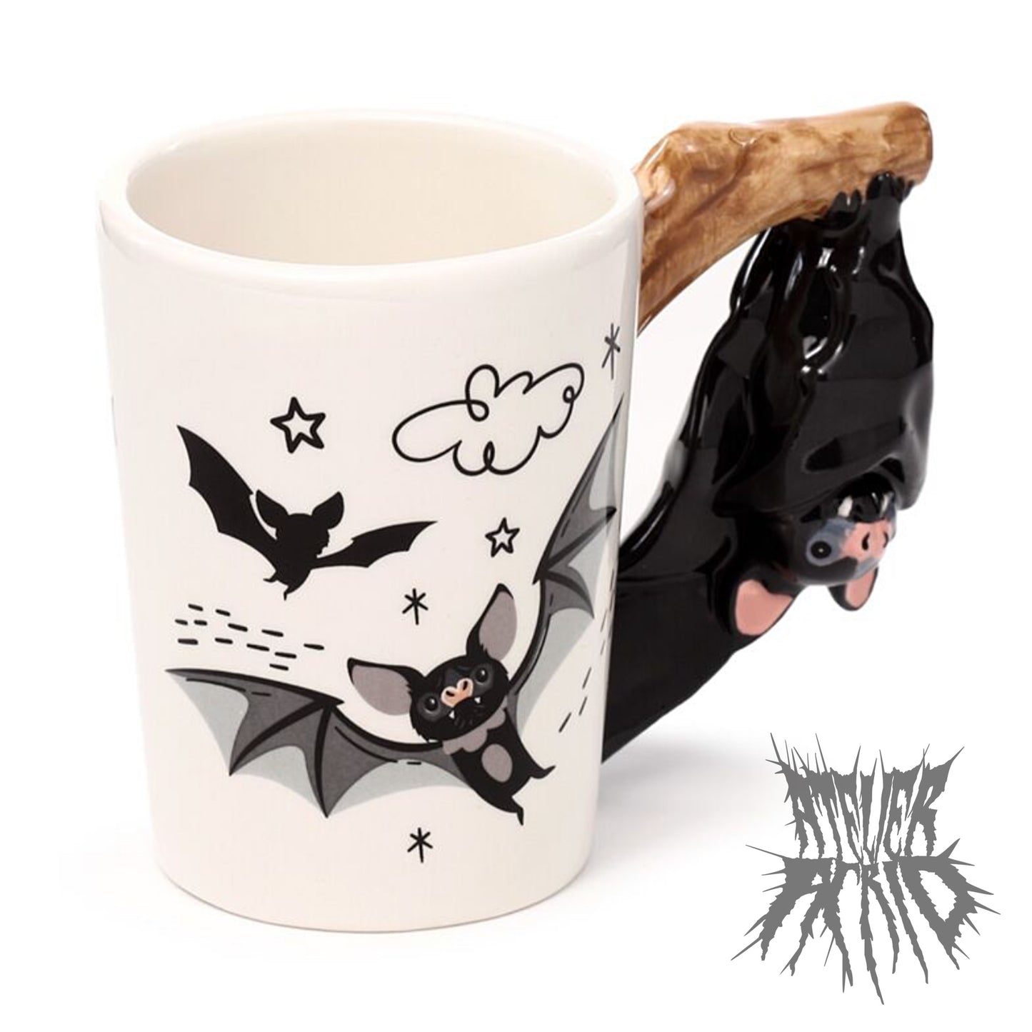 Bat Ceramic Shaped Handle Mug - Cute Bat Mug