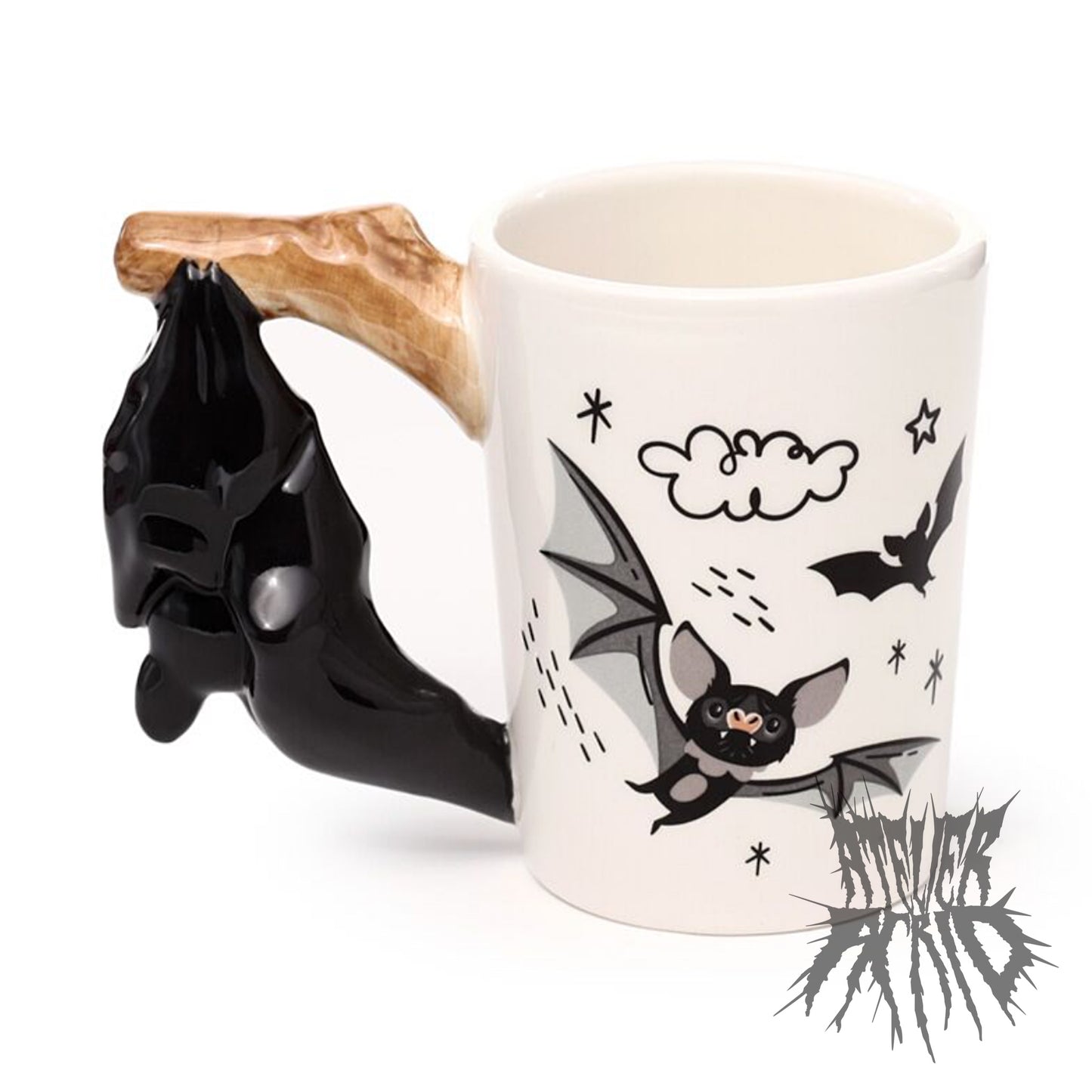 Bat Ceramic Shaped Handle Mug - Cute Bat Mug