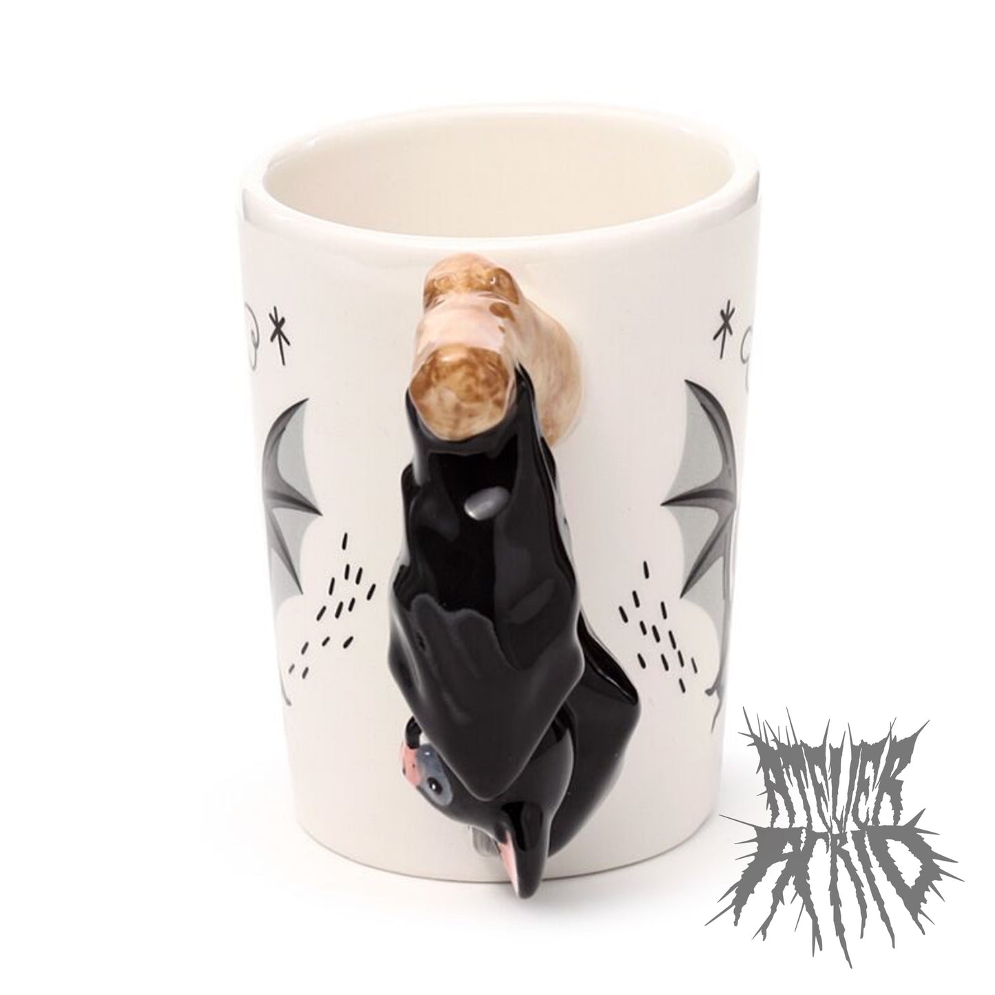 Bat Ceramic Shaped Handle Mug - Cute Bat Mug