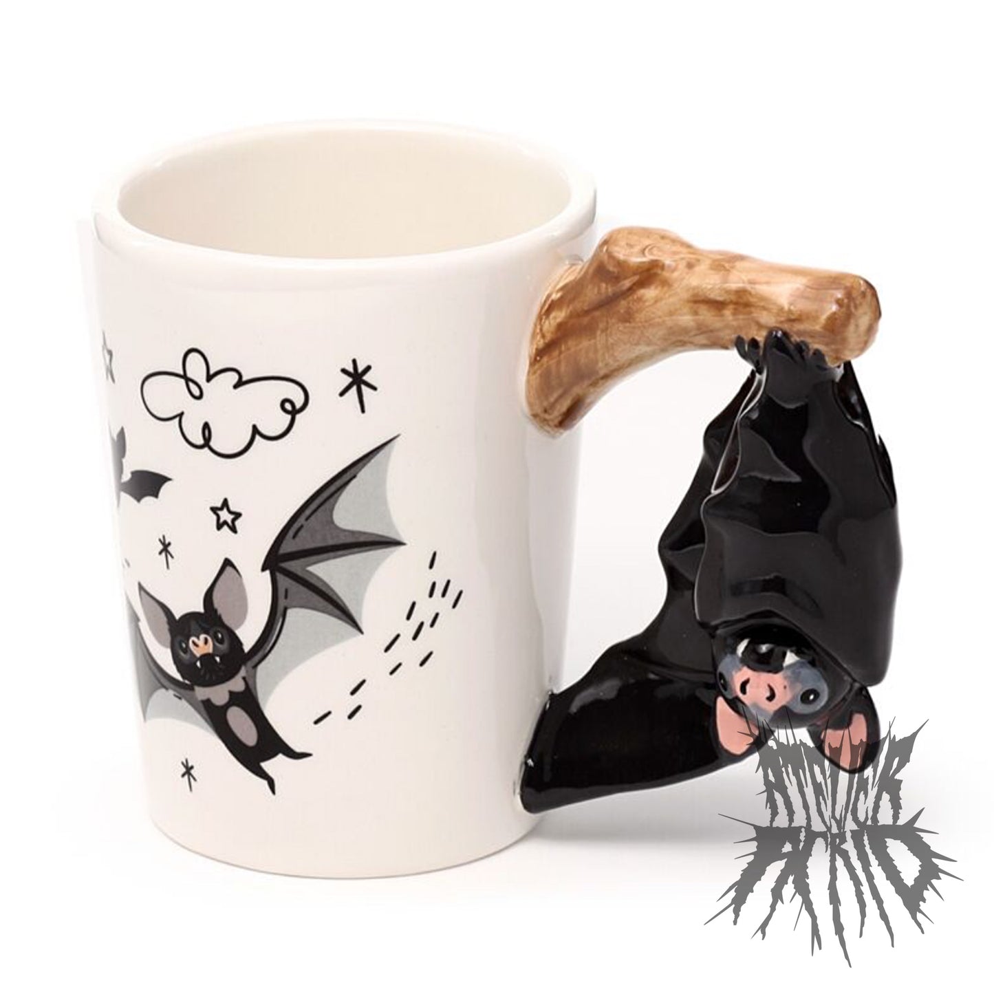 Bat Ceramic Shaped Handle Mug - Cute Bat Mug