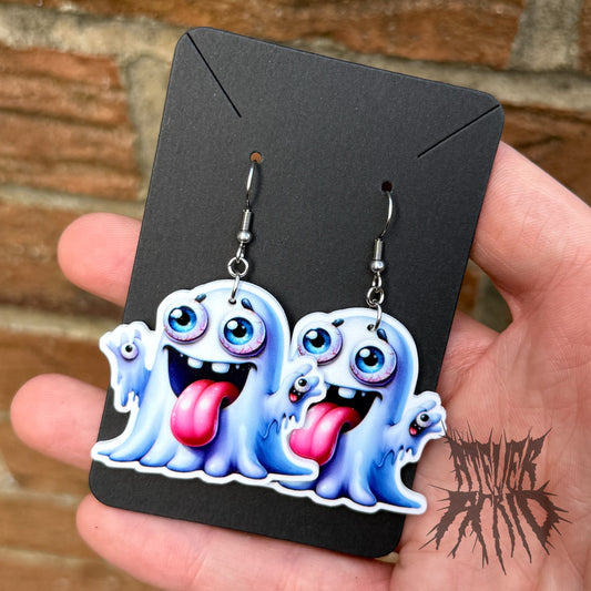 The Crypt Kid Earrings (Blue) Cute Halloween Earrings. Ghost Earrings