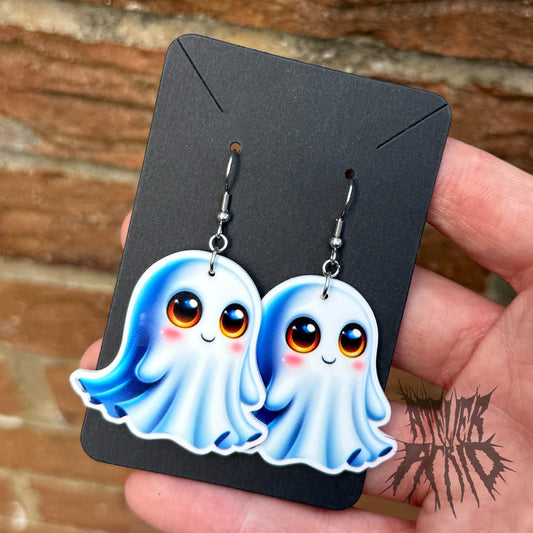 The Crypt Kid Earrings (White) Cute Halloween Earrings. Ghost Earrings