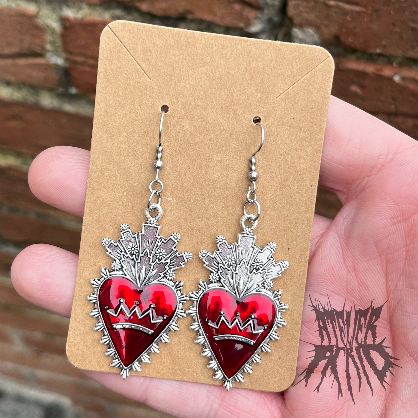 The Sacred Heart painted Earrings
