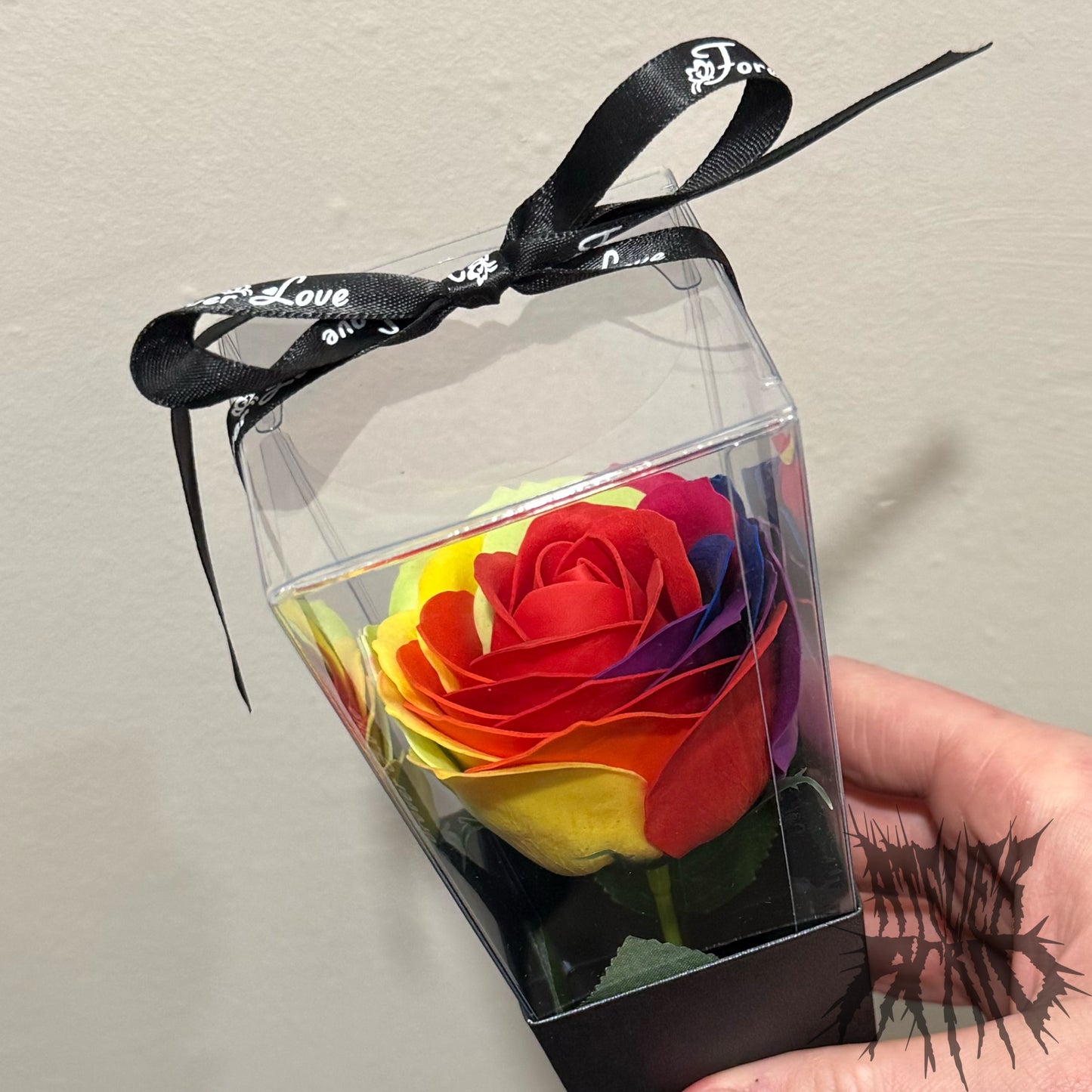 Luxury Rainbow Rose- (Black Box) LGBTQ Rose Valentines Gift. Soap Rose