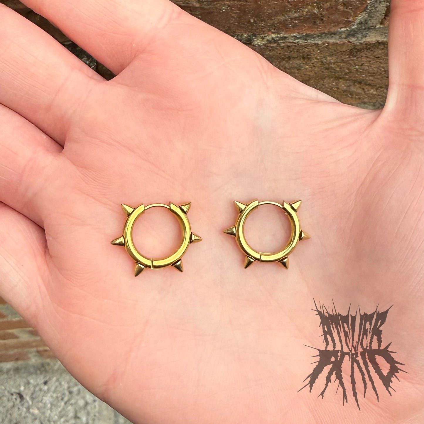 The Studded Hoop Earrings - Hinged stainless steel Alt style hoop earrings