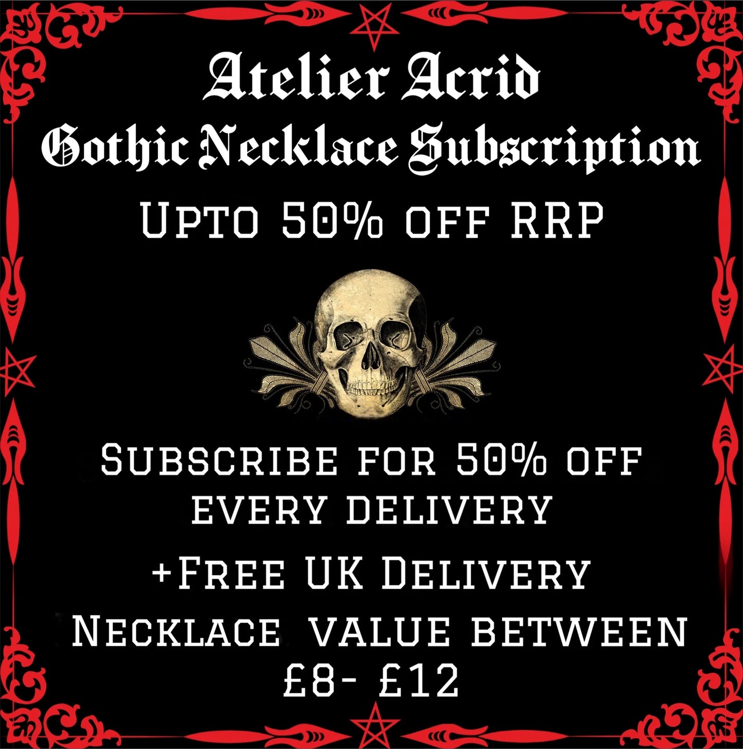 Gothic Necklace Subscription - 2x Mystery Necklaces (Worth up to £24)