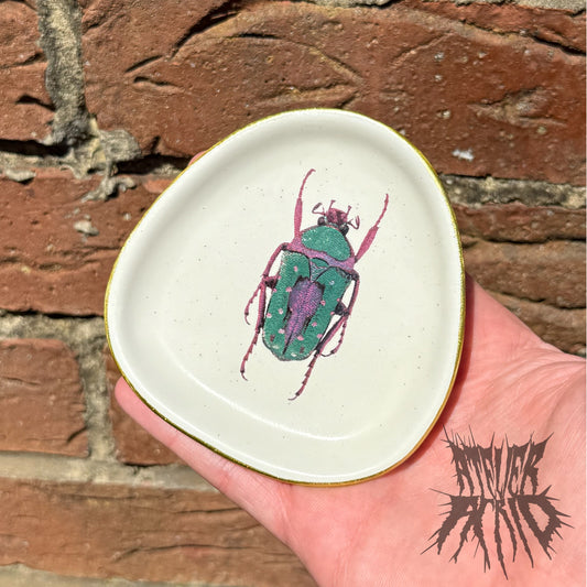 Beetle Print Off White Trinket Dish