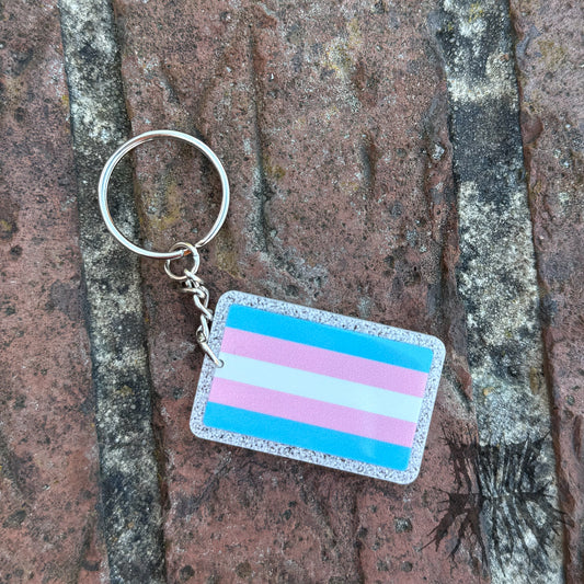 The Trans Pride Keyring. Trans flag gift. Rainbow Keyring Pride Gift