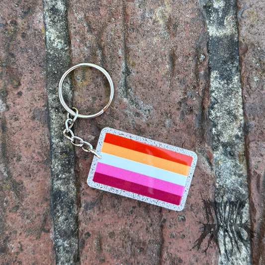 The Lesbian Pride Keyring. Lesbian gift. Rainbow Keyring Pride Gift