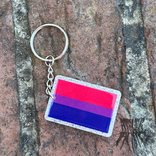 The Bi Pride Keyring. Bisexual flag gift. Rainbow Keyring Pride Gift