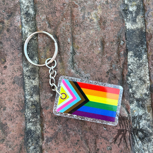 The Pride Keyring. Progress Pride Keyring. Rainbow Keyring Pride Gift
