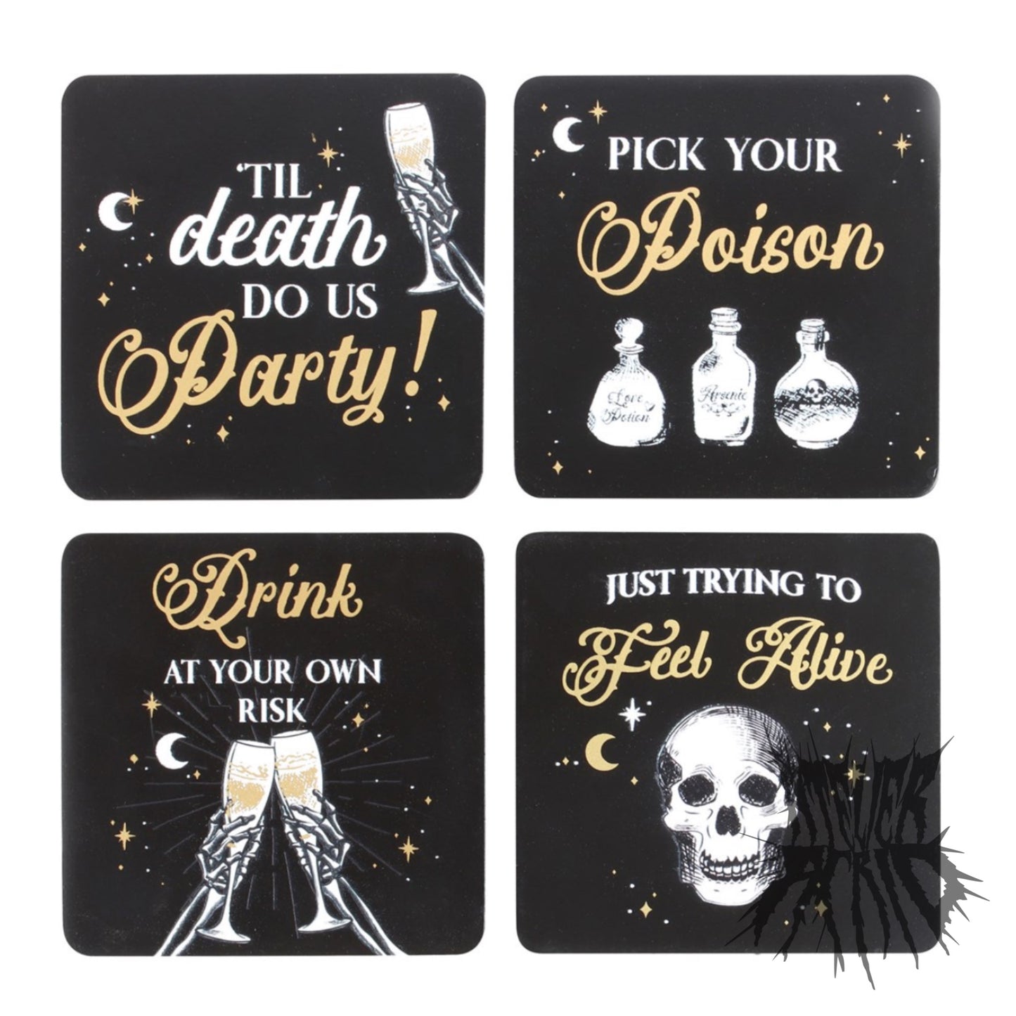 Set of 4 Til Death Do Us Party MDF Coasters