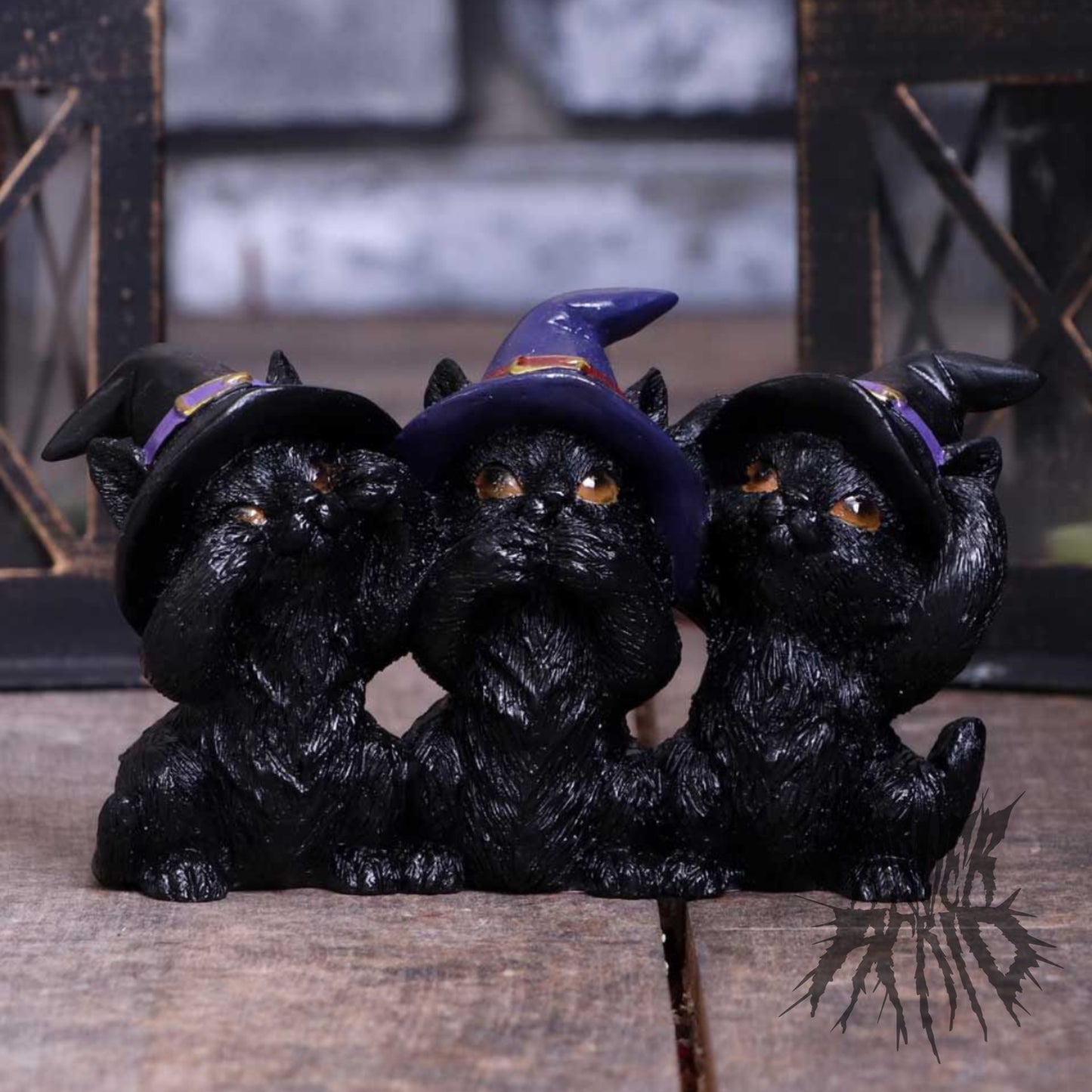 Three Wise Black Cats 11.5cm