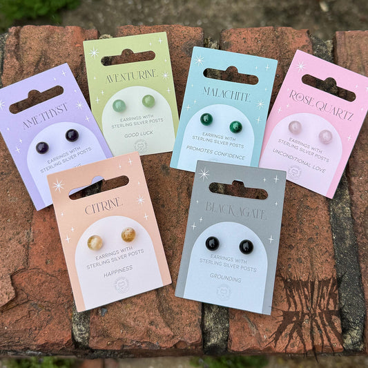 The Crystal Studs- Gemstone 925 Sterling Silver Stud Earrings