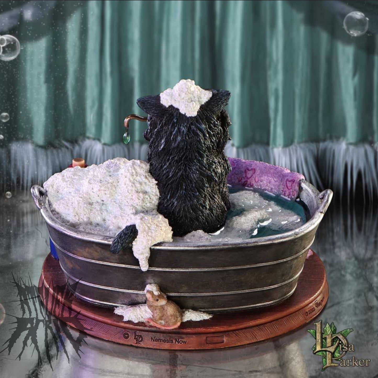 Black Cat Bath Time Figurine by Lisa Parker