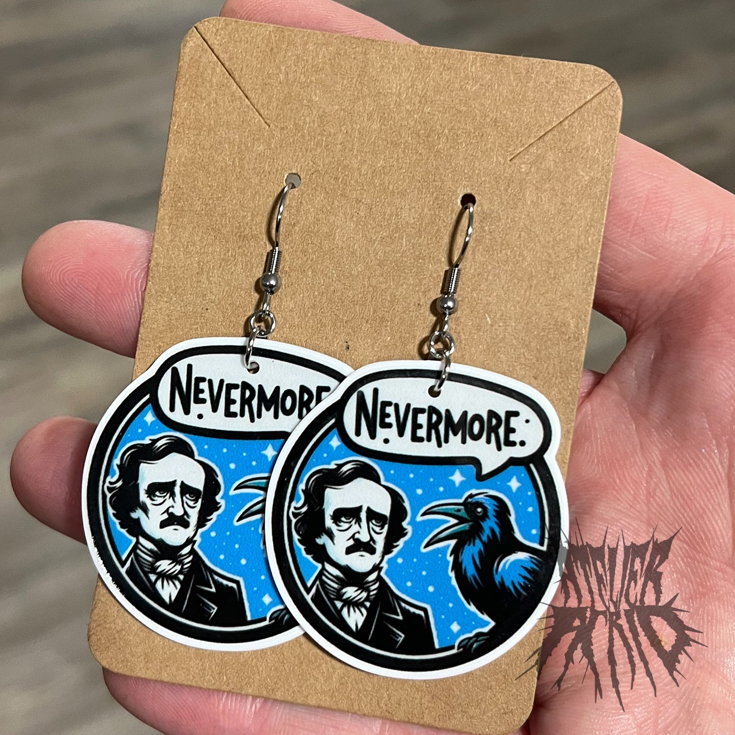 The Nevermore Earrings- Edgar Allan Poe Earrings. Gothic Literature gift