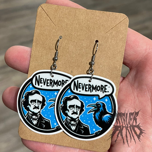 The Nevermore Earrings- Edgar Allan Poe Earrings. Gothic Literature gift