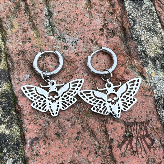 The Deaths Head Hoop Earrings- Stainless steel gothic hoop earrings