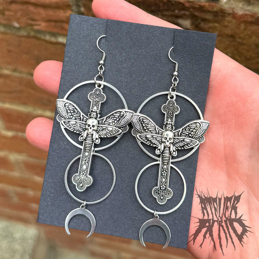 The Moth Cult Earrings- statement gothic dangle earrings