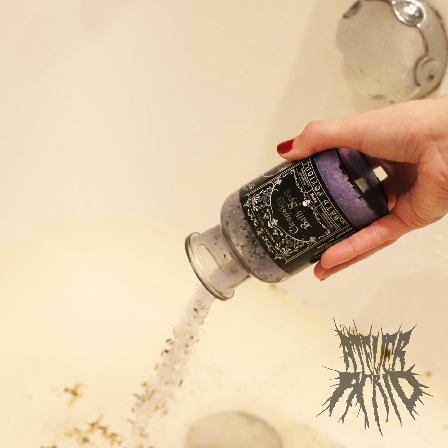 Ancient Witch Bath Spell Potion & Rock Crystal Amulet - Cleansing
