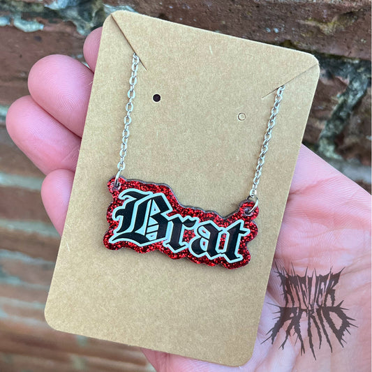 The Brat Glitter Necklace (PINK)