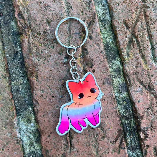 The Lesbian Pride Kitty Keyring