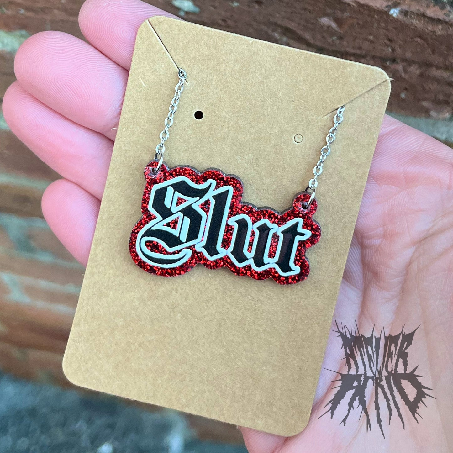 The Sl*t Glitter Necklace (Red)