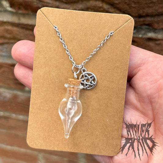 The Potion Bottle Necklace - Empty Fillable glass bottle pendant. Memorial Jewellery. Keepsake Jewellery