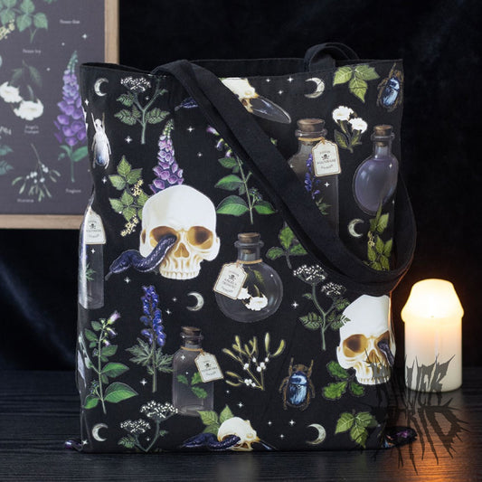 Venom & Vines Polycotton Print Tote Bag
