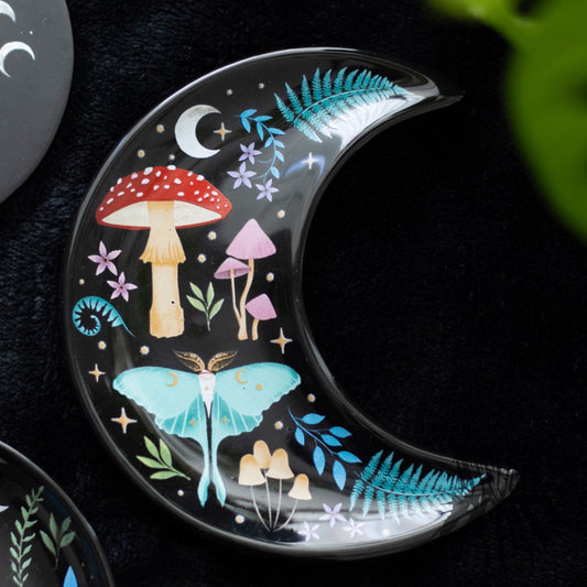 Crescent Moon Dark Forest Print Trinket Dish 12cm