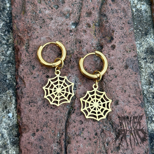 The Web Hoop Earrings - Gold Stainless Steel Hoops