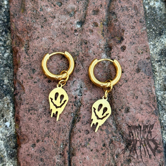 The Smiley Hoop Earrings - Gold Stainless Steel Hoops