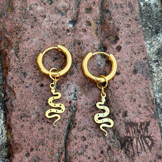 The Serpent Hoop Earrings - Gold Stainless Steel Hoops