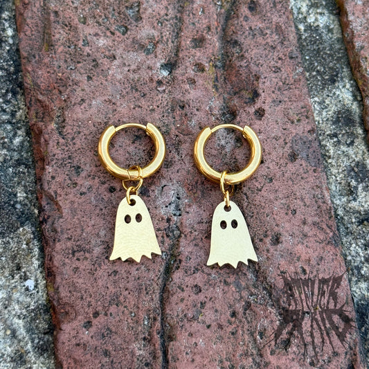 The Spectre Hoop Earrings - Gold Stainless Ghost Steel Hoops